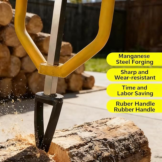 Portable Manual Log Splitter Firewood Kindling Tool for Outdoor Wood Splitting Triangular Large Arc Design Inertia Wedge Axe for Camping Farm &amp Home Use Wilderness Survival
