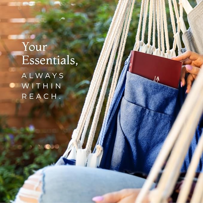 Hanging Hammock Chair Swing – Hanging Chair Outdoor &amp Indoor - Hammock Swing Chair – Quick &amp Easy Setup with Hardware Kit – Durable &amp Spacious Full Body Support – Holds 440 Lbs