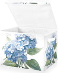 ALAZA Storage Bins Organizer Box Baskets Lidded Clothes for Shelves Closet Hydrangea Flower Blue Collapsible Stackable Storage Cubes Handles