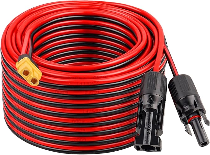 Solar to XT60 Charge Extension Cable 50FT 12AWG XT60 Solar Cable for Portable Power Station Battery Pack