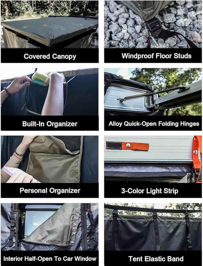 Car Camping Shower TentShower Awning for Roof Rack with RoofPortable Privacy Shelter Bathroom Outdoor Camping Changing RoomOxford Waterproof Tentfor Universal Car Roof Rack Bars