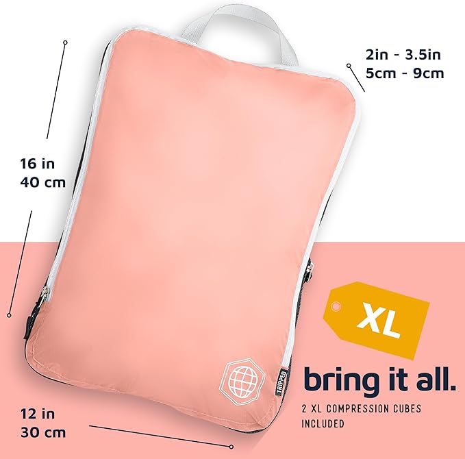 Large Compression Packing Cubes for Travel-Packing Cube Luggage Organizers 7 Piece Set for Checked Luggage-Ultralight Expandable/Compression Bags by TRIPPED Travel Gear (Dusty Rose)
