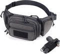 CCW Tactical Fanny Pack for Concealed Carry 500D Nylon Low Profile EDC Waist Bag with Pistol Holster &amp YKK Zippers Everyday Carry Hip Pack (Dark Grey)