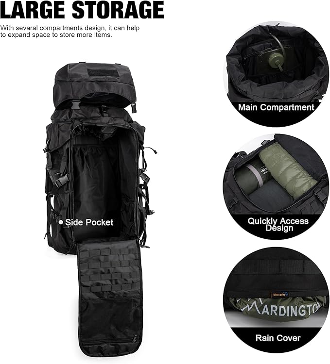 Mardingtop 70L Internal Frame Backpack for HuntingCampingHiking Backpacking Backpack with Rain Cover