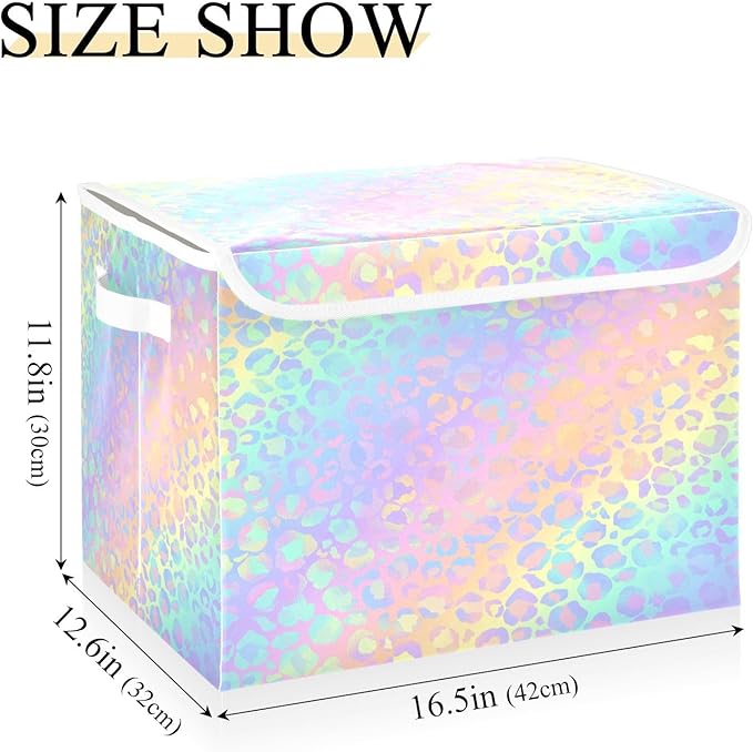 Aesthetic Unique Beauty Leopard Gradient Storage Container with Lid Foldable Closet Storage Storage Bins Large for