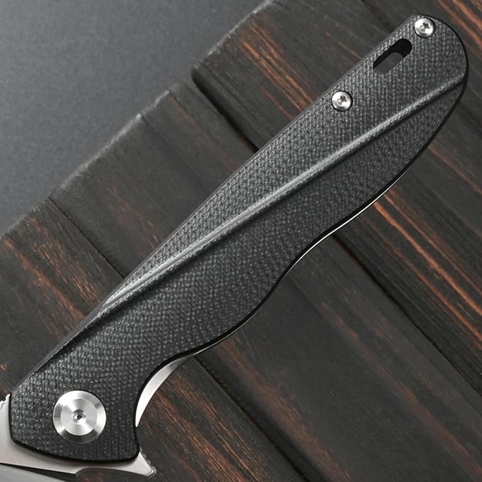 Sitivien ST103 Folding Knife D2 Steel Blade+G10 Handle Pocket Knife EDC Tool Knife for Outdoor Camping Hunting Survival (Black)
