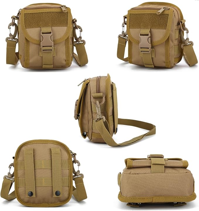 Waterproof Tactical Nylon Molle Waist Pack Hiking Fishing Hunting Sports Waist Bag Camping Messenger Bag(Black)