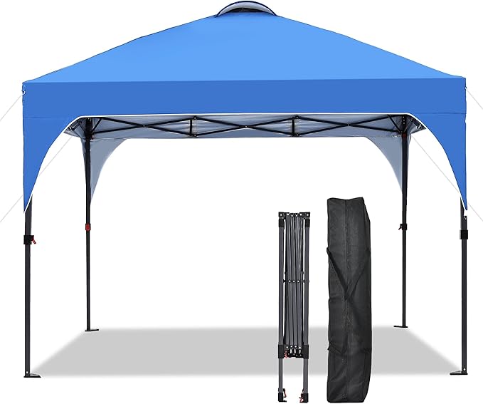 GDY 8x8 Pop Up Canopy Tent Easy-Setup Gazebo Outdoor Canopy with 3 Adjustable Heights for Events Parties Camping Blue.