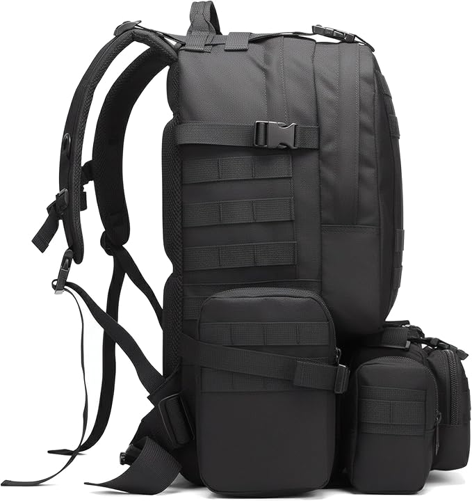 Military Tactical Backpack for Men 60L Waterproof Bug Out Bag Survival Rucksack Go Bag Emergency Molle System Army 3 Day Assault Pack for Hiking Hunting Camping Black