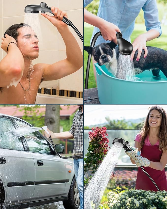 AUTOPkio Portable Camping Shower 6000mAh Rechargeable Camp Shower Pump with USB Cable &amp Electric Outdoor Shower Head Sprayer for Camping Hiking Pet Bathing Washing