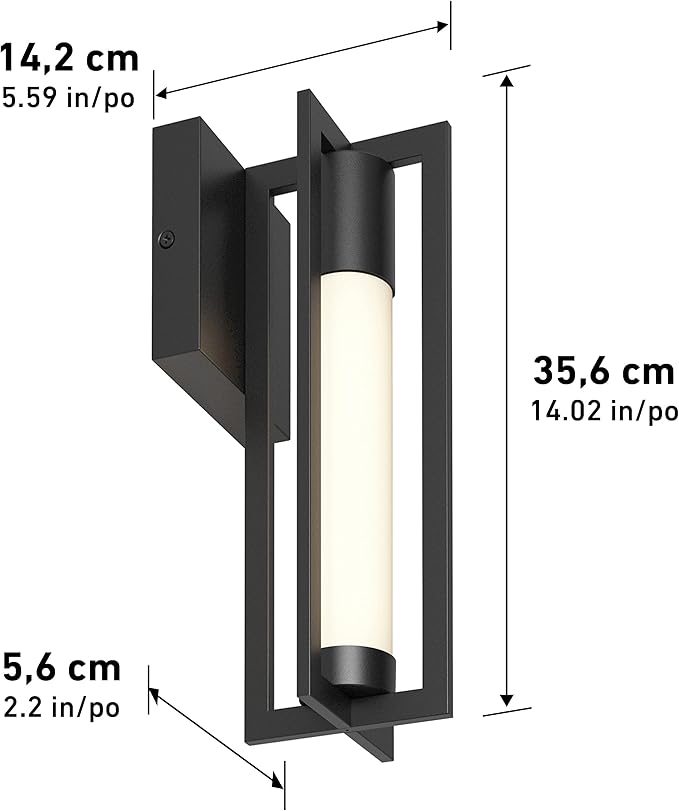 artika Walt 9W LED Outdoor/Indoor Wall Light Matte Black - 600 Lumens Tunable White Technology 3000-4000-5000 Kelvin Made of Steel No Bulb Required