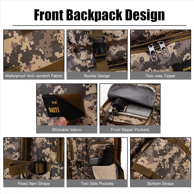90L Camping Hiking BackpackMolle Military Tactical Rucksack BackpackWaterproof Lightweight Hiking Backpack (City Camo 90L)