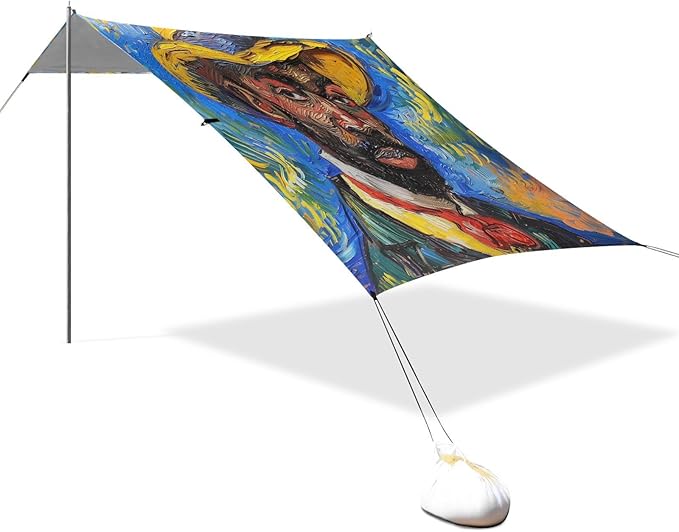 ALAZA African American Gogh Beach Tent Sun Shelter UPF50+ Protection Beach Shade Canopy w/ 4 Sandbags for Outdoor Camping Fishing Backyard Fun Picnic 10x9 ft