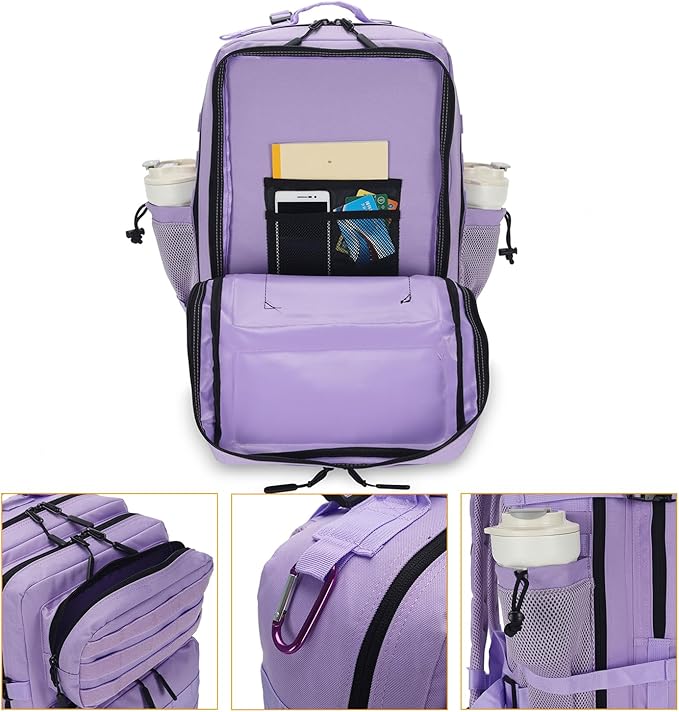 Lovelinks21 25L Tactical Backpack for Men and Women Military Backpack Small Assault Pack Molle Backpack Bug Out Bag Travel Rucksack Daypack (Light Purple)