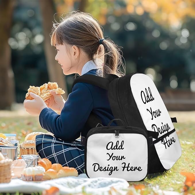 Custom Bookbag with Name Personalized Backpack with Lunch Box for Men Large Capacity School Bag for Office Work Outdoor Travel Casual Daypack