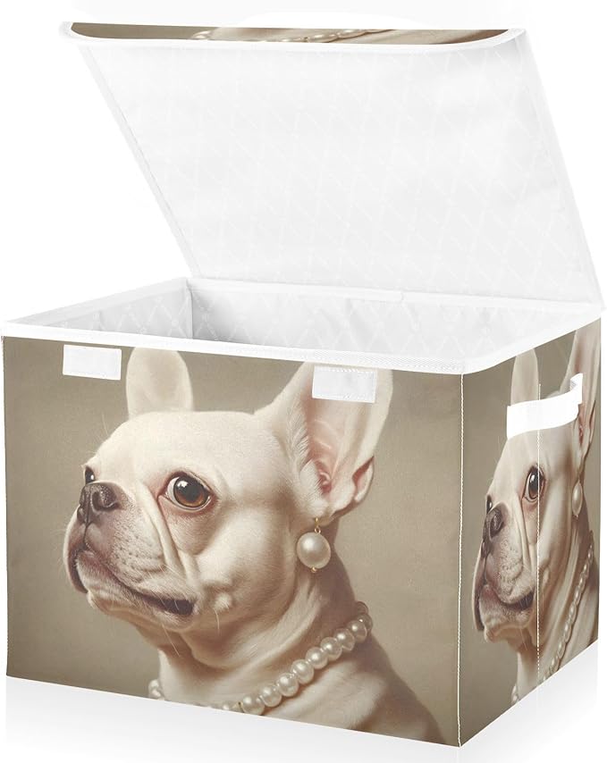 Storage Cube with Lid Elegant Pug Print 16.5×12.6×11.8 IN Collapsible Large Capacity Foldable Storage Basket Bin Organizer