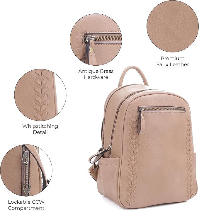 JESSIE &amp JAMES Women's Large Multi Compartments Fashion Concealed Carry Backpack|TP