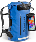 Earth Pak Waterproof Backpack - Heavy Duty Roll-Top Closure with Easy Access Front-Zippered Pocket and Cushioned Padded Back Panel for Comfort with IPX8 Waterproof Phone Case
