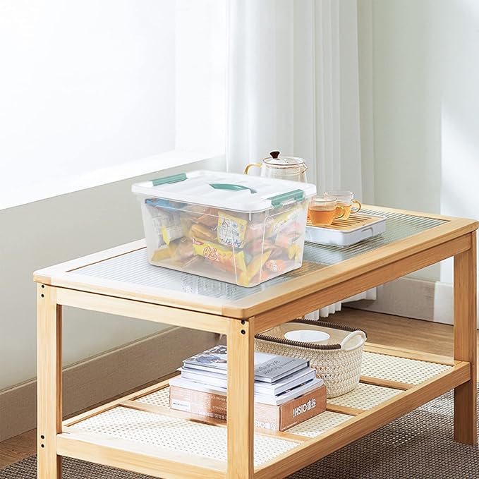 Gainhope 6 Packs 14 L Plastic Stackable Storage Bin Container Box with Latching Lid Clear Organizer Bins with Handle