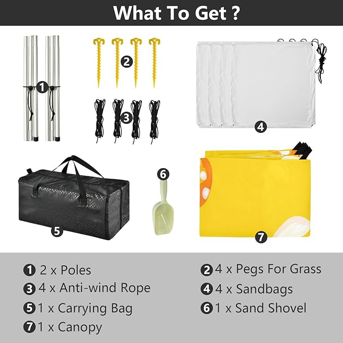 Beach Canopy with Windproof Ropes &amp Sandbags Beach Tent Sun Shade Sun Shelter for Camping Trips Fishing Backyard Fun or Picnics Mushroom