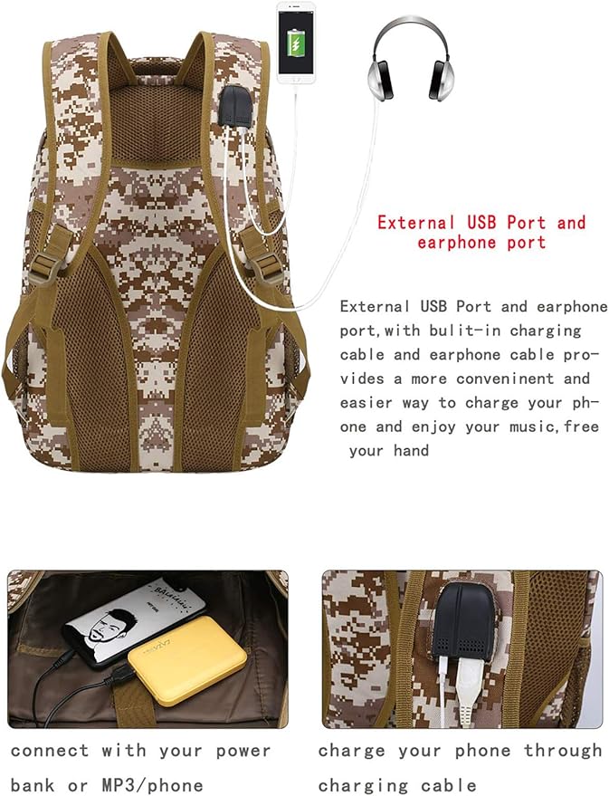 4land Camo Backpack for BoysArmy Boys Backpacks for Elementary Middle School MilitaryCamouflage Bookbag 40L