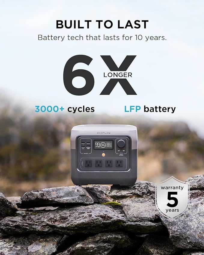 EF ECOFLOW Portable Power Station RIVER 2 Pro 768Wh LiFePO4 Battery 70 Min Fast Charging 4X800W (X-Boost 1600W) AC Outlets Solar Generator for Outdoor Camping/RVs/Home Use Black