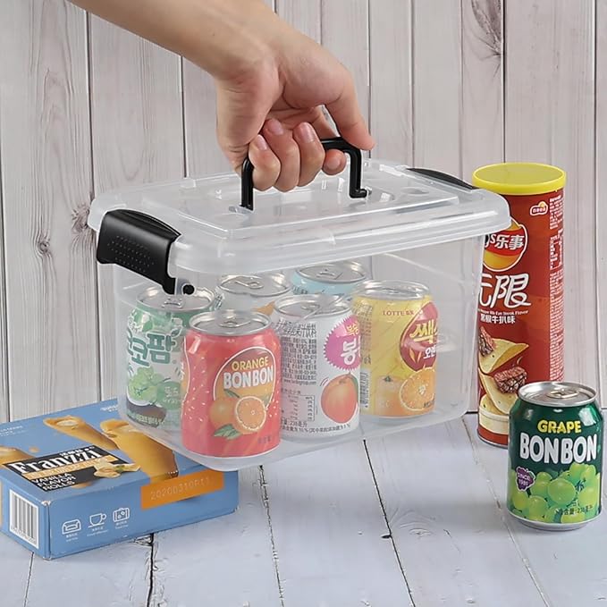 5.5 Quart Clear Small Plastic Storage Box Latch Storage Bin 6 Packs