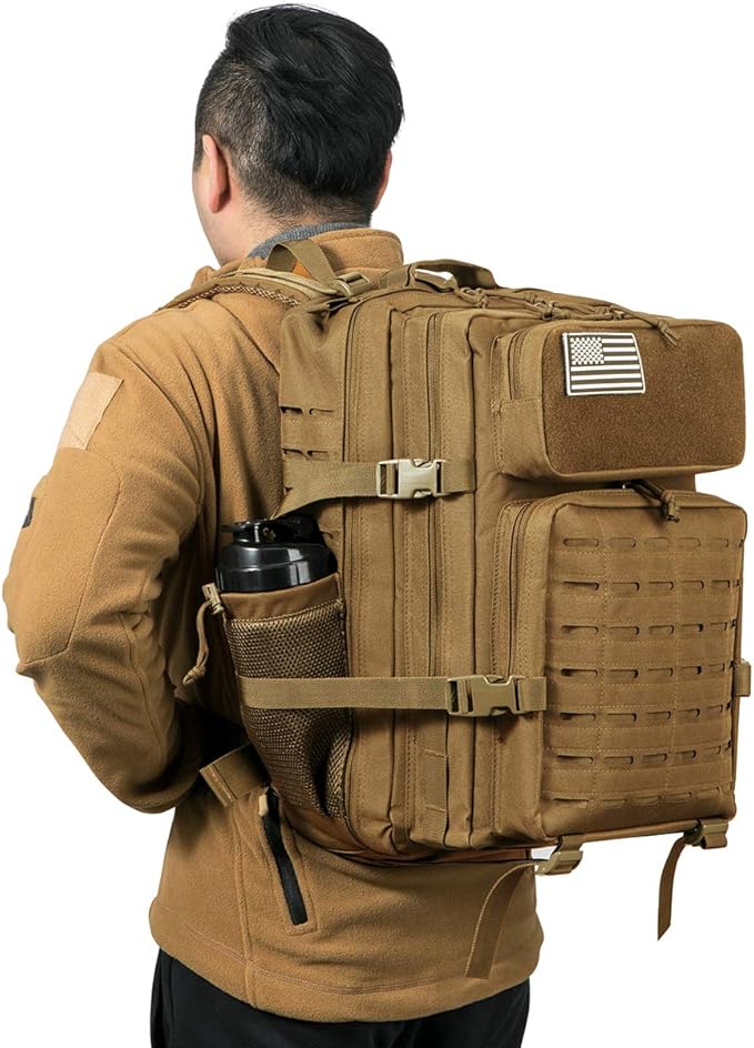 QT&ampQY 25L/45L Military Tactical Backpack For Men Molle Daypack 3 Day Bug Out Bag Hiking Rucksack With Bottle Holder