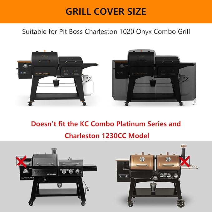 Grill Cover for Pit Boss Charleston 1020 Pellet Grill Gas Griddle Combo SeriesAll-Weather Outdoor Heavy Duty 600D Waterproof Pitboss Smoker Cover for PB1020NX Pellet GrillBlack