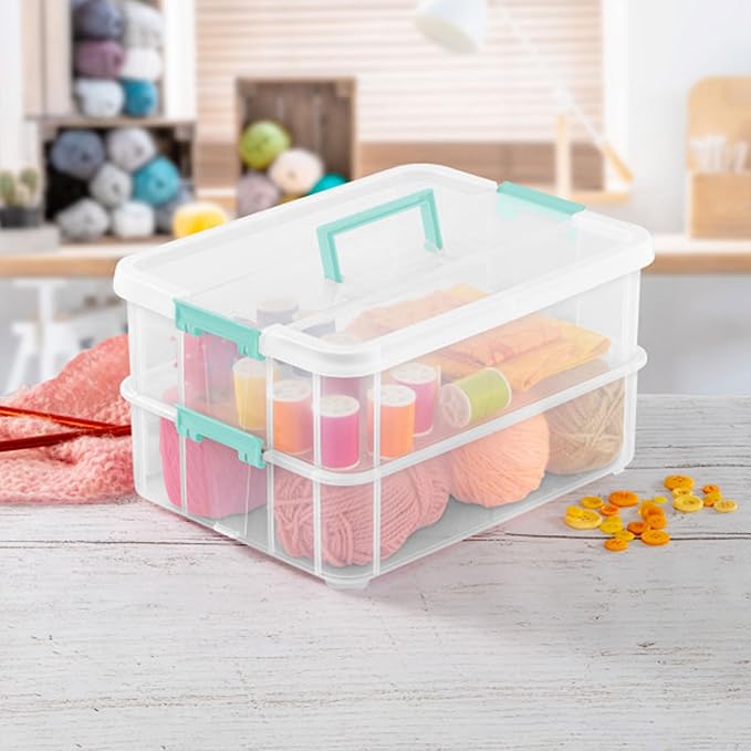 STERILITE Convenient Home 2-Tier Layer Stack Carry Storage Box Clear 12-Pack 12 X 1