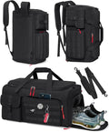 RAINSMORE Gym Bag for Men 45L Sports Travel Duffel Bag with Shoe &amp Laptop Compartment Gym Workout Backpack Carry On Weekender Bag Overnight Backpack for Travel Black