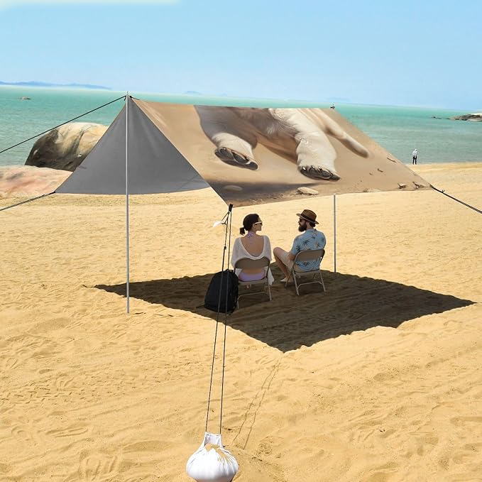 ALAZA Running Puppy Pug Dog Beach Tent Sun Shelter Portable Canopy Sunshade for Outdoor Camping Picnics Backyard Fun 10x9 ft