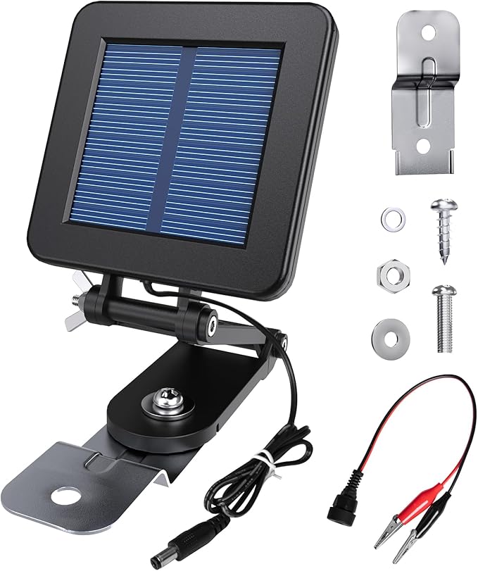 6V Solar Panel for Deer Feeder Efficient Solar Panel Charger w/Adjustable Mounting Bracket &amp Alligator Clips Compatible with Game Feeder Timer &amp 6V Rechargeable Batteries