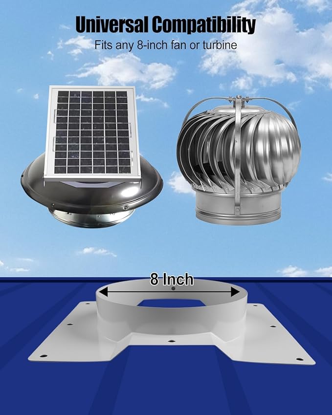 1 Pcs 8 Inch Container Roof Vent Adapter for Whirlybird Turbine Multifunctional Roof Ventilation System Adapter Compatible with Conex Container Vent and Solar Roof Fan