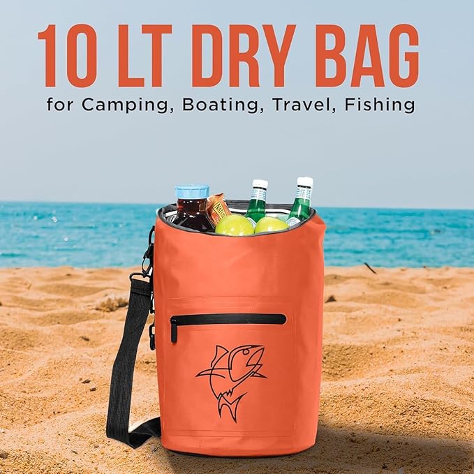 Waterproof Dry Bag Pack - Roll Top Dry Storage Bag for Kayaking Boating Paddle Boarding Beach Trips - Boating Dry Bag - Waterproof Storage Bag - Floating Dry Bag 10l (Orange)