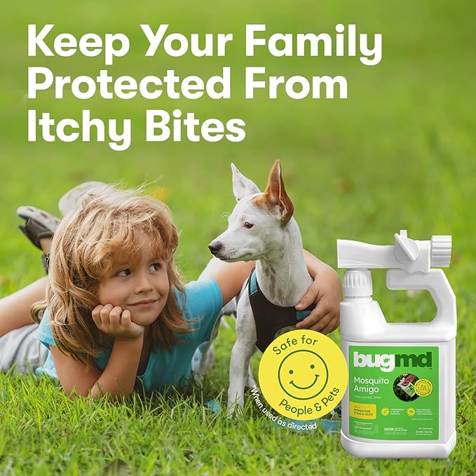 BugMD Mosquito Amigo Ant Killer &amp Bug Spray - Outdoor Roach Cockroach and Spider Killer Fly and Insect Defense Natural Plant-Based Formula Safe with Essential Oils
