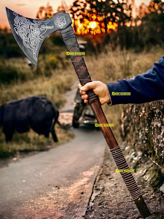 38 Large Berserker Viking Axe Large Norse Ax Scandinavian Style Viking Hatchet Double Headed ax Viking ax History of Norse Mythology self Defense