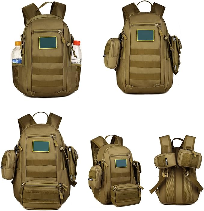 HUNTVP 10L Tactical Backpack Small Backpack Mini Daypack Military MOLLE Rucksack Gear Tactical Assault Pack Bag for Hunting Camping Trekking(10L-Jungle Camouflage)