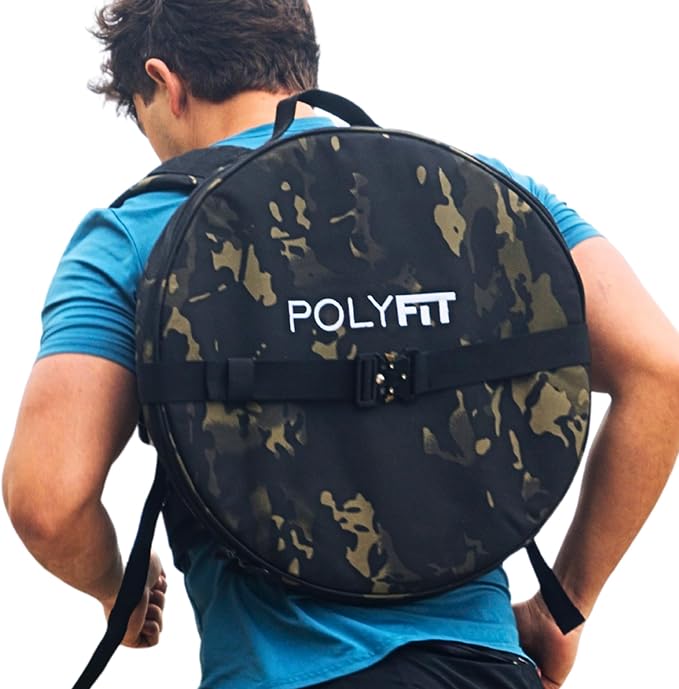 Polyfit PL8 Backpack for Olympic Weight Plates - Weighted Backpack for Strength Training Rucking and Gym Workouts - BLACK CAMO