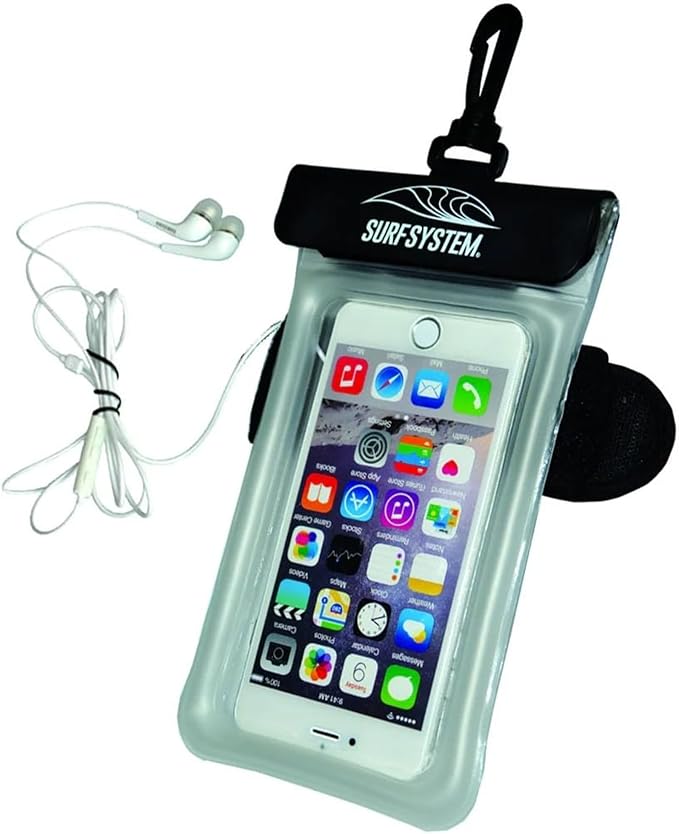 SURF SYTSTEM Floating Waterproof Pouch w/Neoprene Armband + Audio Jack for Smartphone + Screen Touch Functionality - Drybag Case iPhone Android for Surfing Bodyboarding Fishing Boating Kayaking