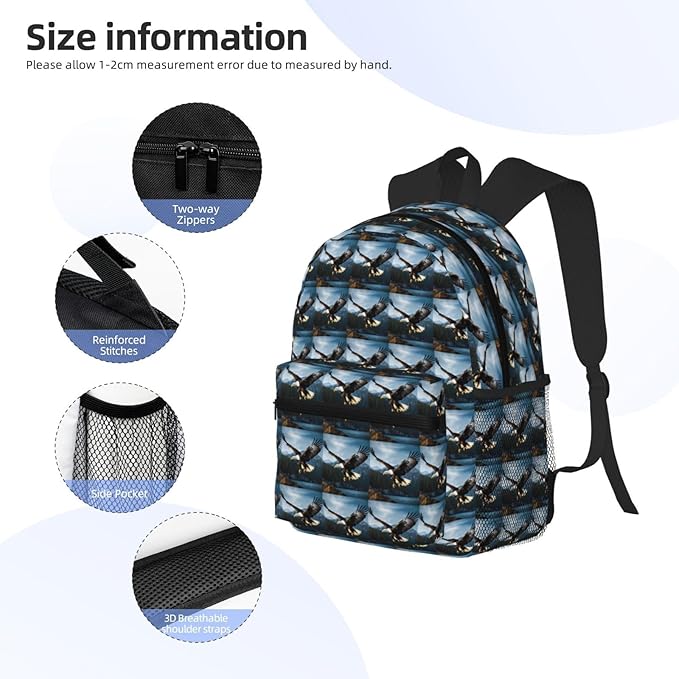 Travel Backpack For Men Women Eagle At Hunting Printing Waterproof Lightweight Casual Backpack Bag 20l Large Computer Daypack