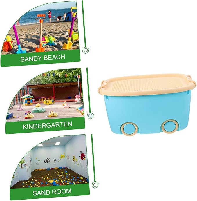 Kisangel Toy Storage Container with Wheels Boy Girl's Toy Organizer Sundries Storage Box for Boys and Girls Design Easy to Move Versatile Use Playroom Nursery