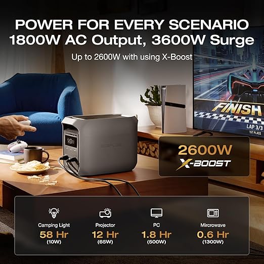 EF ECOFLOW Solar Generator DELTA 3 Classic 1024Wh with 400W Solar Panel1800W AC/100W USB-C Output (3600W Surge) LiFePO4 Battery Portable Power Station 1 Hr Fast Charge for Home outdoor