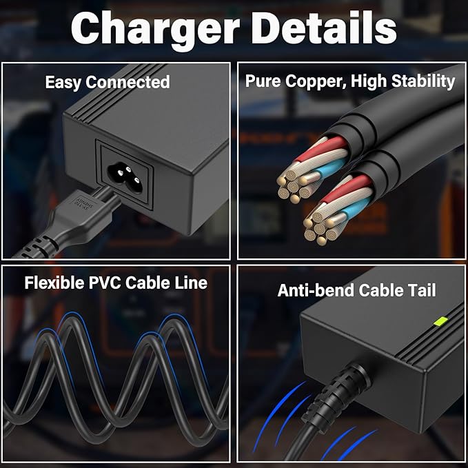 24V 180W Generator Charger for Jackery 1000 Portable Solar Generator Power Station Power Cord AC Adapter Compatible with Jackery Explorer 1000 880 E1000 E880 1002Wh 880Wh 3x1000W Charging Plug Cable