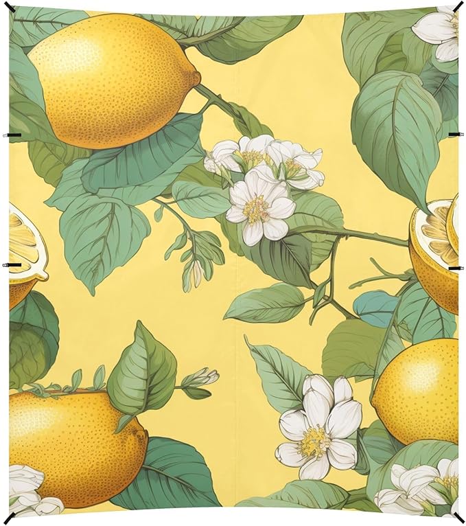 ALAZA Tropical Yellow Lemons Flower Beach Tent Sun Shelter Portable Canopy Sunshade for Outdoor Camping Picnics Backyard Fun 10x9 ft