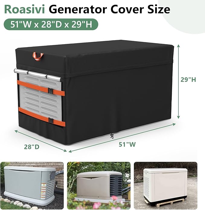 Generator CoverOutdoor Waterproof Generator Cover for 7043 22KW Home Standby GeneratorBlack All-Weather Protection Material51W x 28D x 29H