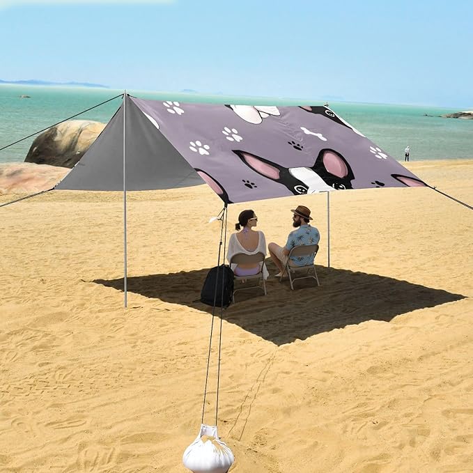 ALAZA Dog Footprint Pattern Beach Tent Sun Shelter Portable Canopy Sunshade for Outdoor Camping Picnics Backyard Fun 10x9 ft