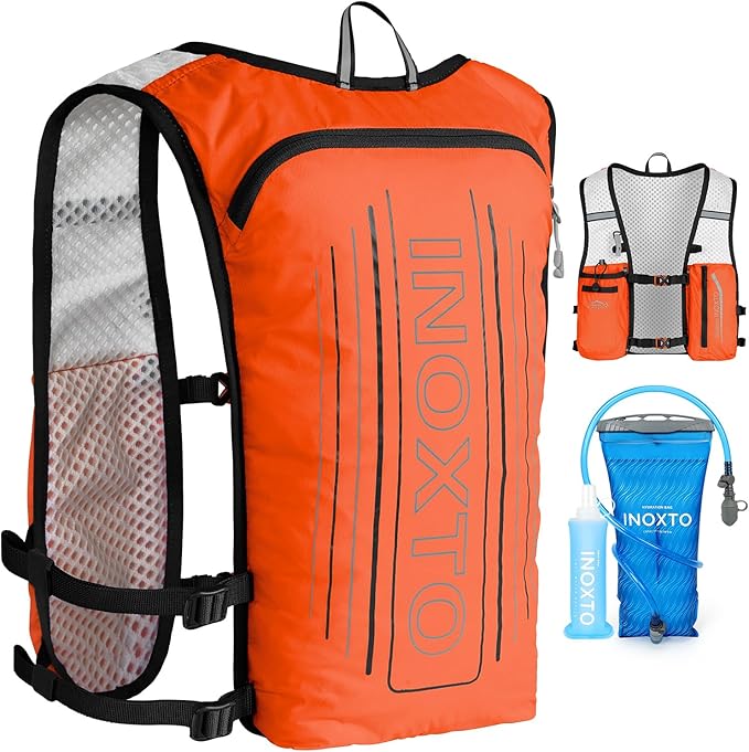 INOXTO Running Hydration Vest BackpackLightweight Insulated Pack with 1.5L Water Bladder Bag Daypack for Hiking Trail Running Cycling Race Marathon for Women Men