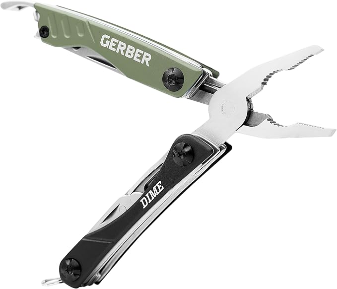 Gerber Gear Dime 12-in-1 Mini EDC Multitool - Needle Nose Pliers Pocket Knife Keychain Bottle Opener - EDC Gear and Equipment - Green