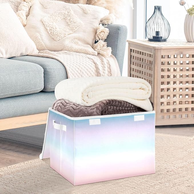 Gradients Storage Bins with Lids Foldable Box Organizer Cube Storage Bin for School Supply Home Decor